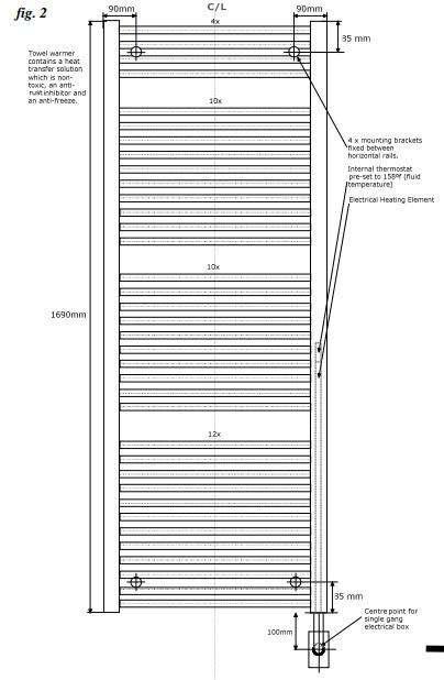 Tuzio Savoy Hardwired or plug in Towel Warmer - 23.5"w x 66.5"h - towelwarmers