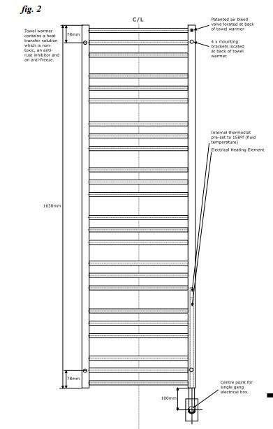 Tuzio Sorano Hardwired or plug in Towel Warmer - 19.5"w x 64"h - towelwarmers